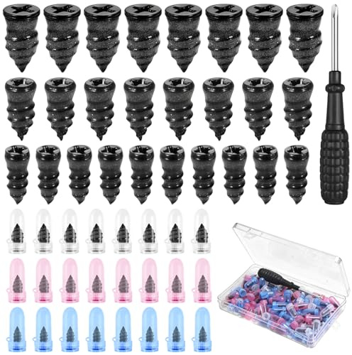 Seconero 91Pcs Tyre Repair Kit Rubber Nails, Car Puncture Repair Kit with Screwdriver, 3 Sizes, Tire Repair Fast Repair Nail, Rubber Nail Tire Repair Self-Service for Cars SUVs Motorcycles Bicycles