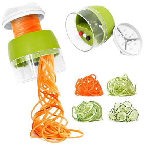 Spiralskärare grönsaker, 4 i 1 grönsaksskärare, spaghetti grönsakshyvel för grönsakssparti, zucchini, morot, gurka, pumpa, potatis, lök