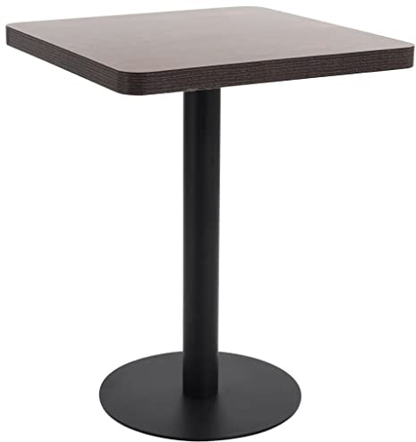 toolkix Bistrobord mörkbrun 60 x 60 cm MDF-träbord med stålram, matbord för 2 personer, köksbord, utrymmesbesparande, modernt rustikt för matsal och vardagsrum