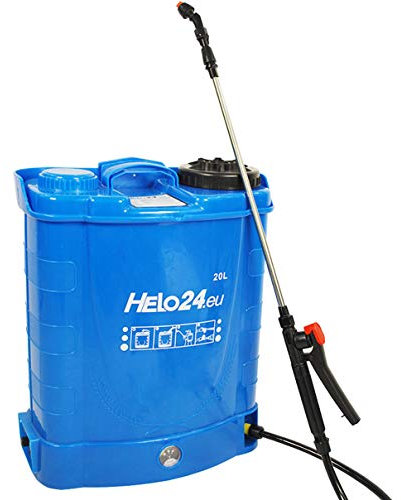 Helo 'E1' Rückenspritze Drucksprüher 20 Liter, elektrisch mit 12V-8AH Akku, 3.1 l/min Reflux-Pumpe, 2-4 Bar, Drucksprühgerät Edelstahl Lanze, 3 Düsen, Auslösesperre und Druckentlastungsventil