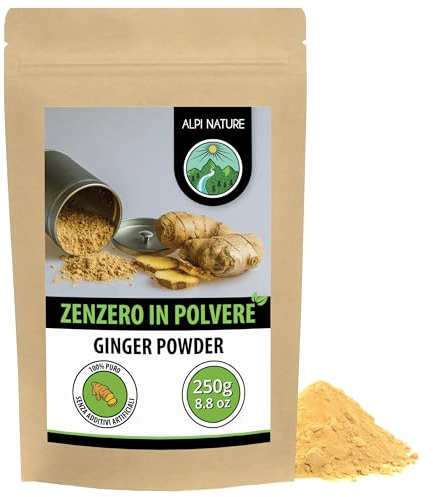 Alpi Nature Gingembre en Poudre 250g, Racine de Gingembre Séchée et Moulue pour la Cuisine