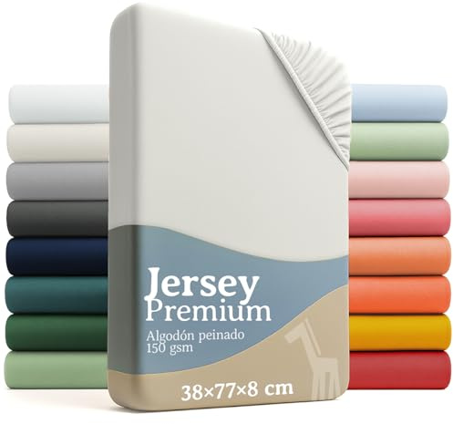 Laleni Premium Draps Housses 38x77 cm en Jersey - Lot de 2 Drap Housse Bebe Oval certifié Oeko-TEX - Drap Housse Berceau 100% Coton - Drap Housse lit Parapluie - Matelas et Linge de lit en Ivoire
