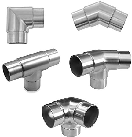 Edelstahl Winkel geschliffen V2A Rohrbogen Geländer Fitting VA Ø42,4 90° 135° T, Ausführung:WI90-90°