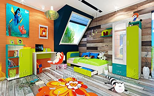 Camera completa arredamento competo camerette ragazzi arredo x cameretta bambini camere verde/blu scrivania Armadio ripiano libreria cassetti cassettiera x studio x lavoro CCU1