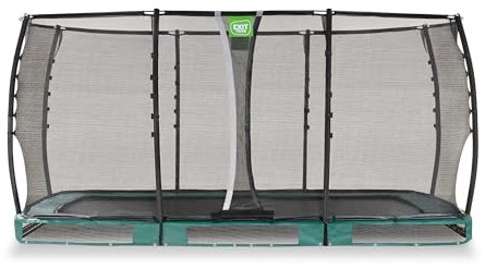 EXIT Toys Allure Premium Rechteckiges Bodentrampolin - 244x427cm - Extra Lange Federn für erfahrene Springer - Mit Fußschutzsystem - Premium-Sicherheitsnetz - Wasserdicht - Grün