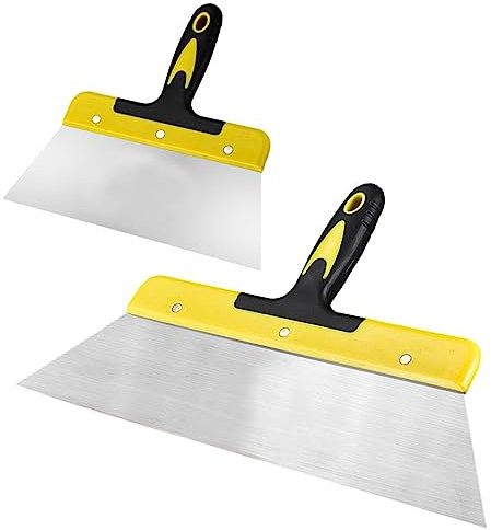 Flächenspachtel-Set Profi Edelstahl Breitspachtel: 40cm und 25cm Wandwerkzeuge Trockenbau Finishing Glättungsspatel Spachtel Flexible Skimming Blades zum Verputzen von Wänden, mit Ergonomischen Griff