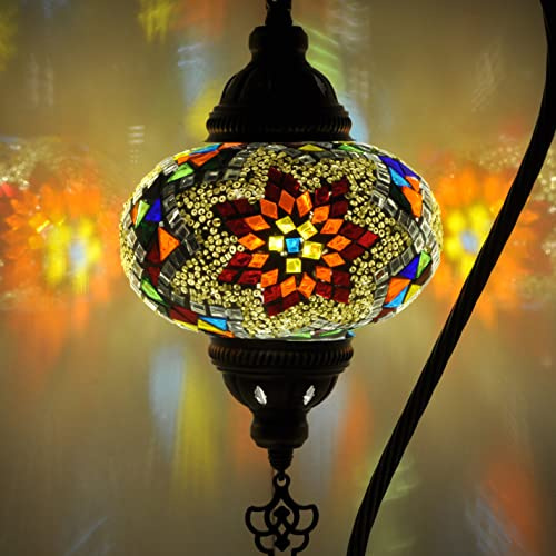 10Variante Mosland Lampada Turca Lampade da Tavolo a Mosaico Lampada Marocchina Turca Lampada da Tiffany a Collo di Cigno Fatta a Mano Lampada da Notte da Comodino in Vetro Mosaico con Lampadina a Led