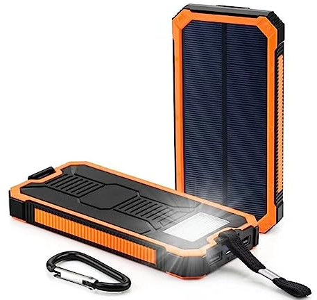 Ruiqas Cargador de Teléfono Solar Portátil de 20000 mAh con Dos Puertos USB y luz LED para Los Viajes, Camping Al Aire Libre, Uso Diario
