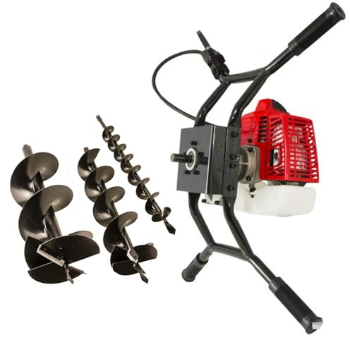 Professional Earth Auger Post Pole Borer 82 CC 3 Drills Bits 100 200 300 Ultrasharp with Extensions and Spring
