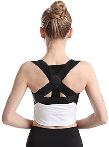 OAQZGBVK Posture Corrector Belt Gathered Chest Support Adjustable Back Brace Support Improves Posture Prevents Slouching Relieves Pain (Color : Black Size : Small) (Black Medium) (Black Small)