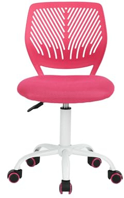 FurnitureR Sedia girevole da pranzo con ruote, seduta imbottita e schienale ergonomico, adatta a sala da pranzo, cucina o soggiorno, rosa M