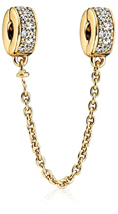 Annmors Gold Klarer Pavé Komfortketten Clip Sicherheitskette S925 Sterling Silber Damen Armbänder Halskette Pendant
