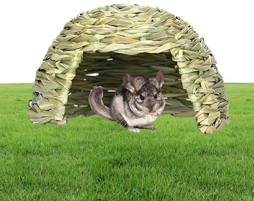 Grashaus Für Kaninchen, Strohhaus Für Hasen - Schlafbett, Grasnest, Verstecknest Für -Meerschweinchenverstecke,Kleintier-Spielversteckbett, Haustier-Heubett-Spielhaus, Kleintier-Lebensraum-Dekoration