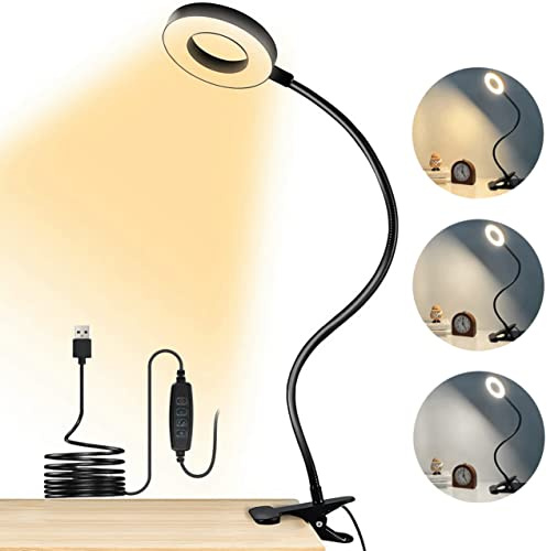 ZIZIS Lámpara de Lectura LED con Clip – 23 LEDs, 3 Tonos de Luz y 10 Niveles de Brillo, Bloqueo 99.99% Luz Azul, Flexo LED con Pinza para Estudio, Lectura y Trabajo