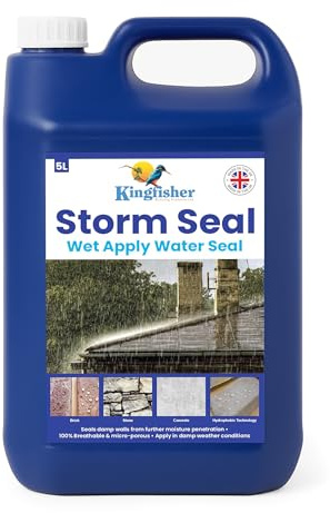 Kingfisher Stormseal Stone, Concrete & Patio Sealer (5 Litre) | 4- Season Formula, Applicable Even in Damp Conditions | Invisible, Breathable, Water Seal for Brick and Masonry