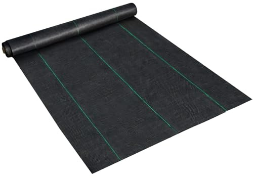 Tissu de protection contre les mauvaises herbes robuste de 70 g – Géotextile tissé pour parterres de jardin, allées et aménagement paysager – Tapis de contrôle des mauvaises herbes durable (0,5 m x