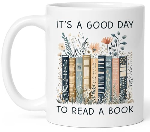 Affordali Bookish Mothers Day Gifts - It’s A Good Day To Read A Book Mug, Bookish Coffee Mug with Stacked Novel Design, Bookworm Mugs for Readers, Birthday Gifts for Books Lovers Women