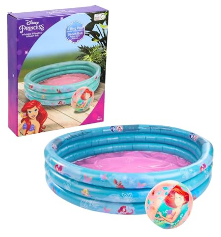 Disney Princesas Piscina Hinchable, Piscina Infantil Ariel Sebastian Flounder, Redonda Multicolor, 100 CM