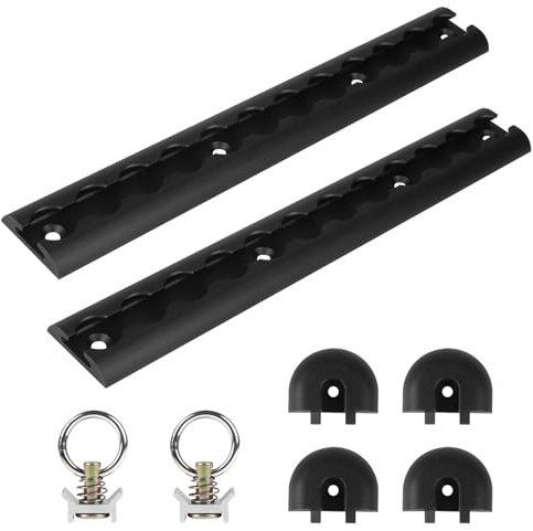 EXLECO 2pcs 30cm Set di Binari Airline in Alluminio Eloxatura Dura Forma Semicircolare con Binari Airline Raccordi & Tappi Terminali, Binari di Fissaggio Binario Aereo Rotondi Guida di Ancoraggio Nero