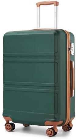 Kono Maletas de Viaje Grandes 23 Kilos 75x48x30 cm ABS+PC - Maleta Grande con Ruedas Silenciosas 360°, Candado TSA(Verde/Marrón)