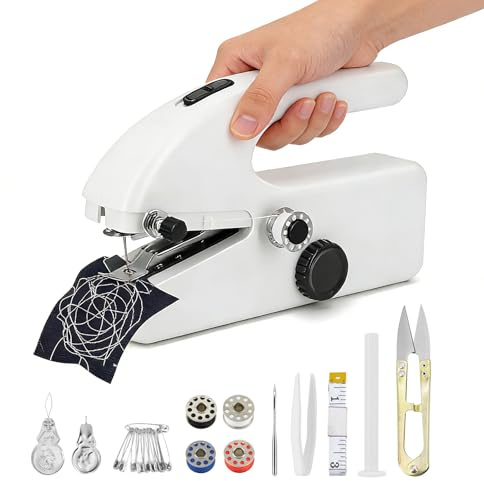 Mini Machine a Coudre - alouweekuky, Machine a Coudre Portable électrique, 2 Modes, Facile à Utiliser, Usage Domestique, Couture de Vêtements, Rideaux, Travaux Manuels