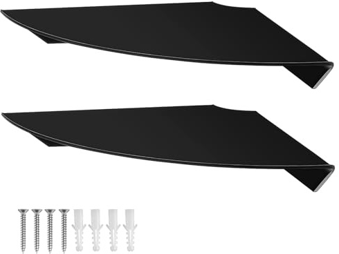 NUOBESTY 2pcs Black Acrylic Wall Mounted Shower Shelves, Corner Bathroom Organizer Rack for Bathtub and Kitchen, Space-saving Bathroom Storage Holder