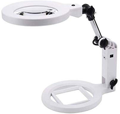Bärbart Handsfree-Förstoringsglas För Skrivbordet, 2X 5X Led-Fällbar Förstoringslampa, Läslupp För Läsning, Reparation, Hobby Och Hantverk.