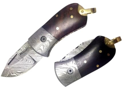 Perkin Damascus Steel Pocket Knife - Legal to Carry Knives