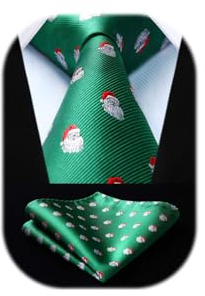 HISDERN Cravate de Noel hommes Pere Noel Motif Parti tisse cravate et poche Equerre