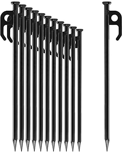 COM-FOUR® 12x piquets de Tente en Acier - piquets Longs et Robustes pour Le Camping et l'extérieur - Piquet de Camping