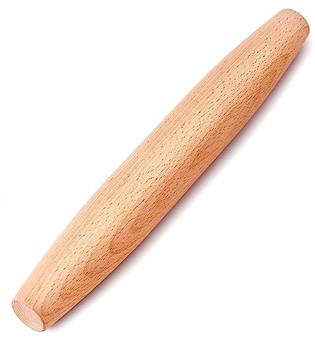 French Rolling Pin for Baking - AMPSEVEN Wooden Rolling Pin Dough Roller for Pizza Fondant Pasta Dumpling tortillas (20cm(7.9inch))