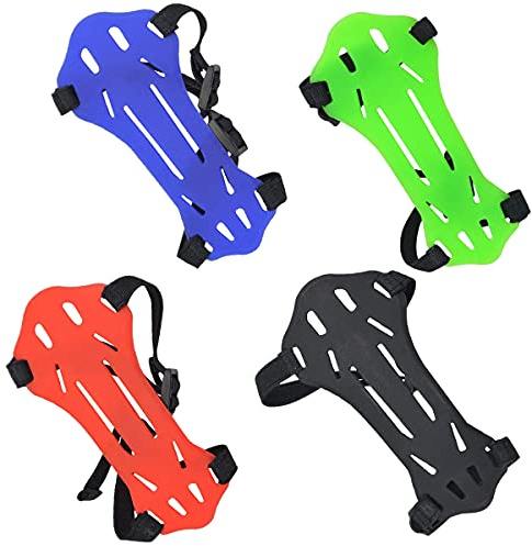 4 Pack Archery Armguard Adjustable 2 Straps Buckles Forearm Protector for Kids & Youth Recurve Bows Longbow Hunting Archers(Black, Blue, Red, Green)