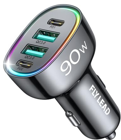Car Charger USB C, 4 Port 70W Super Fast Charging for iPhone 17 Car Adapter, Dual PD 35W Type C & QC 3.0 USB A Multiport Car Cigarette Lighter Accessories for iPhone 16 15 14 13 12, iPad, Galaxy S26