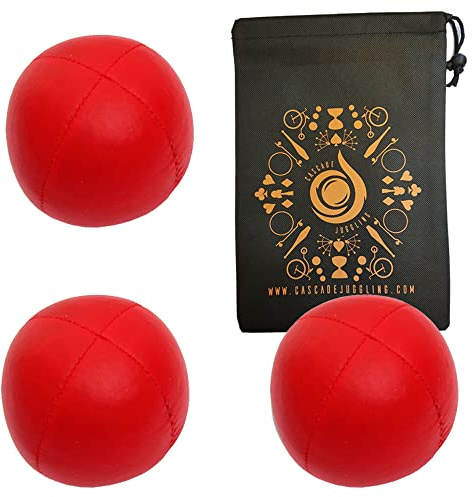 Lot de 3 mini balles de jonglage Pro Cascade 76 g – Petites balles de jonglage de qualité avec sac – Lot de 3 balles de jonglage (rouge)