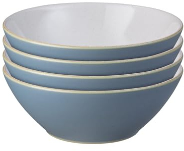 Denby - Impression Blue Cereal Bowls Set of 4 - Dishwasher Microwave Safe Crockery - Ceramic Stoneware Tableware Soup Bowls