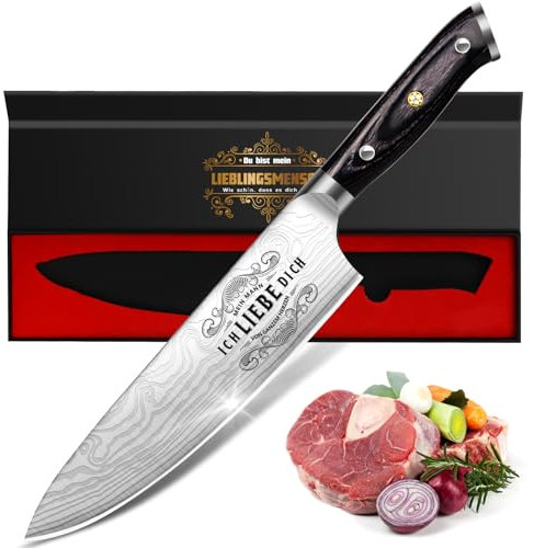 Küchenmesser Extrem Scharf Geschenke für Männer Weihnachtsgeschenke, Deutsch EN. 4116 Edelstahlmesser, Jahrestag Geschenk für Ihn Freund Ehemann Weihnachten, Partner Geschenke Adventskalender