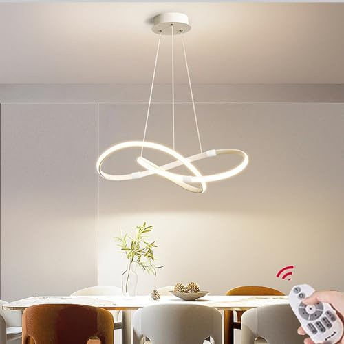 Lámpara Colgante LED 45W Lámpara de Mesa de Comedor Lámpara Colgante Negra Comedor Regulable en Altura Lámpara de Techo Para Oficina Cocina Dormitorio Salón iluminador Lámpara Colgante (Blanco)