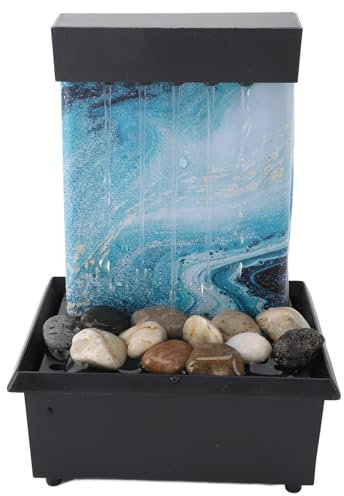 Fuente de Mesa, Pequeña Fuente de Cascada Interior con Luces LED y Piedras Irregulares, Agua Corriente Circulante, Fuente de Agua Interior USB para Dormitorio, Sala de Estar, Hogar