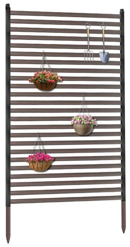 Twira Garden Privacy Screen, 90cm W x 150cm H, Brown Steel, Decorative Garden Fence