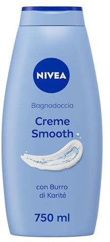 NIVEA Bagnodoccia Creme Smooth 750 ml, Bagnoschiuma in crema detergente e vellutante, Crema docciaschiuma arricchita con Burro di Karité, Vitamine C, E e Oli Nutrienti dal profumo delicato