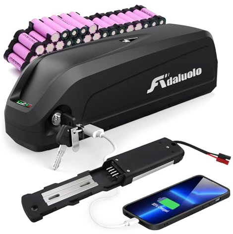 Adaluolo Ebike Hailong Akku 48V Ebike Batterie 15AH Elektrofahrräder Batterie Lithium-Ionen Akku mit Ladegerät, 4 Pin Grundplatte für E-Bike 200W–1000W Ba-fang/Tong-Sheng und andere Motoren