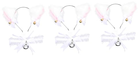 GALPADA 3juegos Diadema De Orejas De Gato y Collar De Lazo Campana Conjunto De Accesorios Para Cosplay y Fiesta De Halloween Diseño Adorable y Creativo Para Eventos Especiales