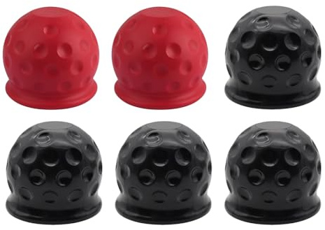 Hitopin 6 Pièces Cache-Boule pour Crochet de Remorque, Cache Boule Attelage Voiture, Couverture À Boule D'attelage Remorque, Capuchons de Protection Boule Attelage,pour Voitures Camions(Noir,Rouge)