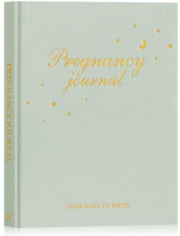Lanpn Mon Journal de Grossesse, Livre Grossesse pour Future Maman, Carnet Grossesse 156 pages, Souvenirs Bébé Naissance, Cadeau Femme Enceinte Pregnancy Future Parents, Vert Sauge, Anglais