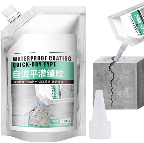 Generisk sprucken betongbetonggrass reparationslim 500 ml snabbtorkande vattentät slitstark tätning yttervägg stengolv trä tegel yta hus utomhus. Holzwren
