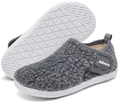 Heiiwarm Kids House Indoor Warm Winter Slippers Grey For Big Kids 3
