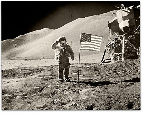 Apollo 15 Lunar Landing 11x14 Unframed Poster - NASA Moon Mission Print, Astronaut Wall Art, Vintage Space Decor, Historic Moon Landing Photo, American Flag, Space Exploration Memorabilia