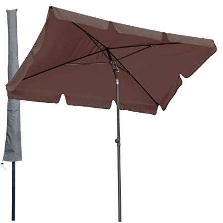 QUICK STAR Balkon Sonnenschirm 200x125cm Balkonschirm Rechteckig Knickbar Taupe Gartenschirm UV 50 mit Schutzhülle