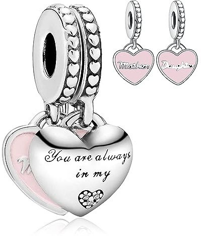 LaMenars Maman et Fille Anutie Femme Famille Charms fit Bracelets Argent Perles pour Colliers Pendentif pour la Saint Valentin Fête des Mères Cadeau D'anniversaire (Mère & Fille)