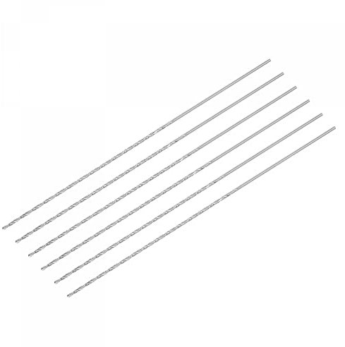 sourcing map HSS(High Speed Steel) Extra Long Twist Drill Bits, 1.5mm Drill Diameter 160mm Length for Hardened Metal Woodwork Plastic Aluminum Alloy 6 Pcs